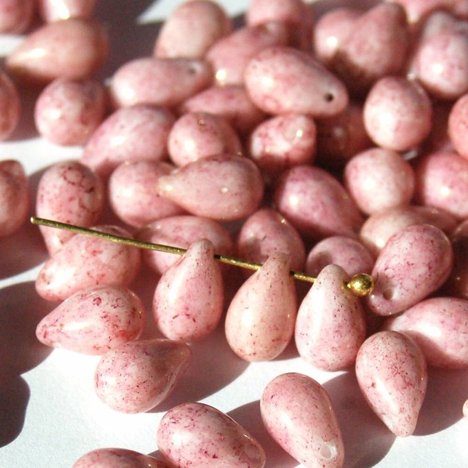 チェコビーズ ドロップ 6×9mm ラスティングピンク|20個入 ハンドメイド素材 BULBULBEADS