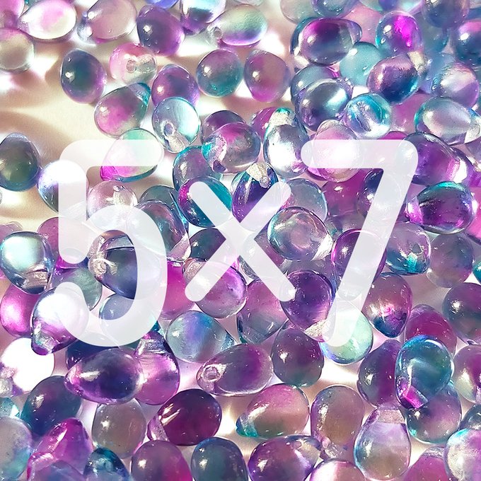 チェコビーズ ドロップ 5x7mm デュアル シアン パープル|40個入 ハンドメイド素材 BULBULBEADS