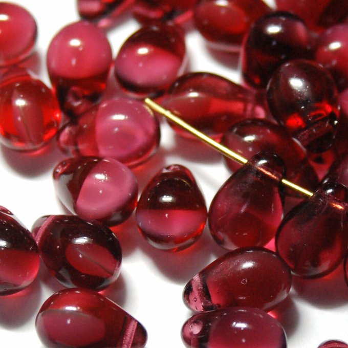 チェコビーズ ドロップ 6×9mm ポメグラネート|20個入 ハンドメイド素材 BULBULBEADS