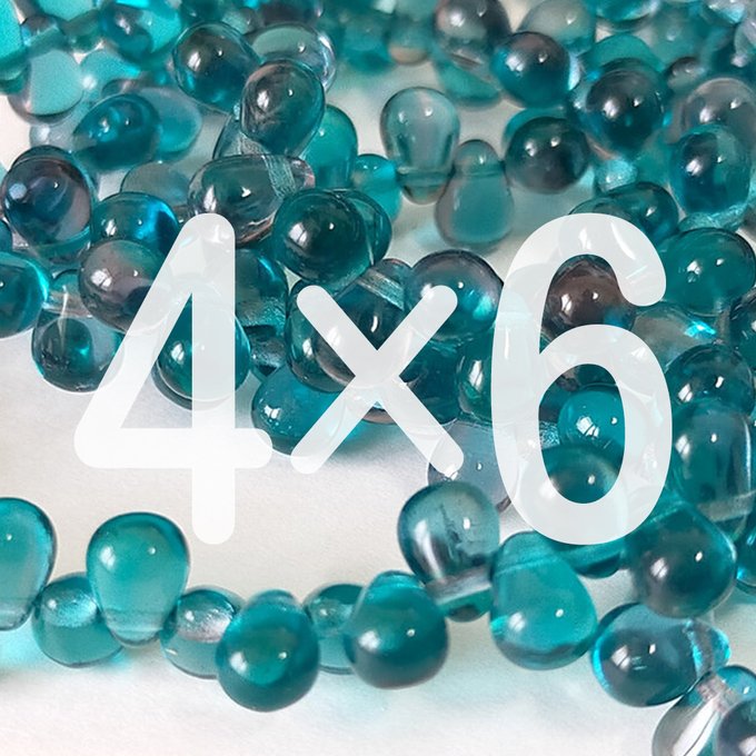 チェコビーズ ドロップ 4×6mm エメラルド・アメジスト|60個入 ハンドメイド素材 BULBULBEADS