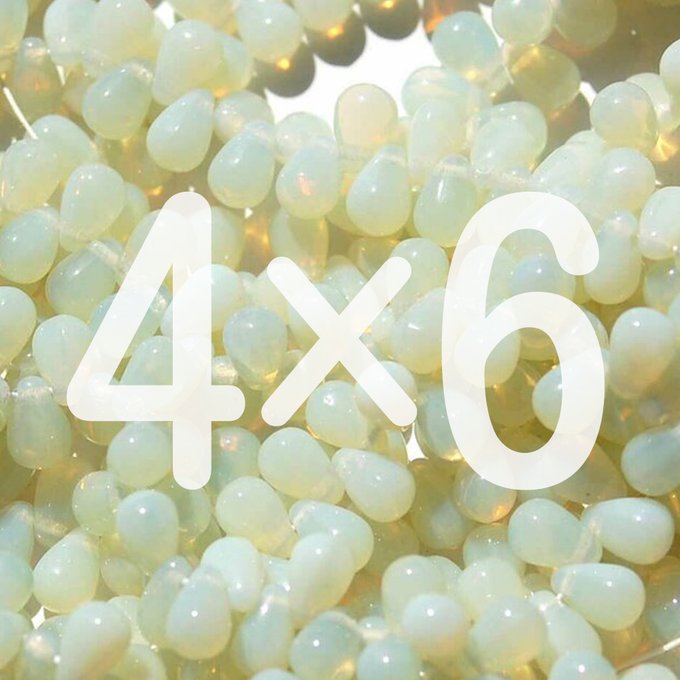 チェコビーズ ドロップ 4×6mm セピアイエロー・オパール|60個入 ハンドメイド素材 BULBULBEADS