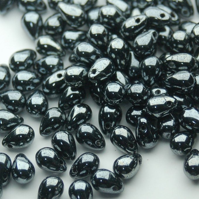 チェコビーズ ドロップ 5×7mm シャイニー ジェット|30個入 ハンドメイド素材 BULBULBEADS