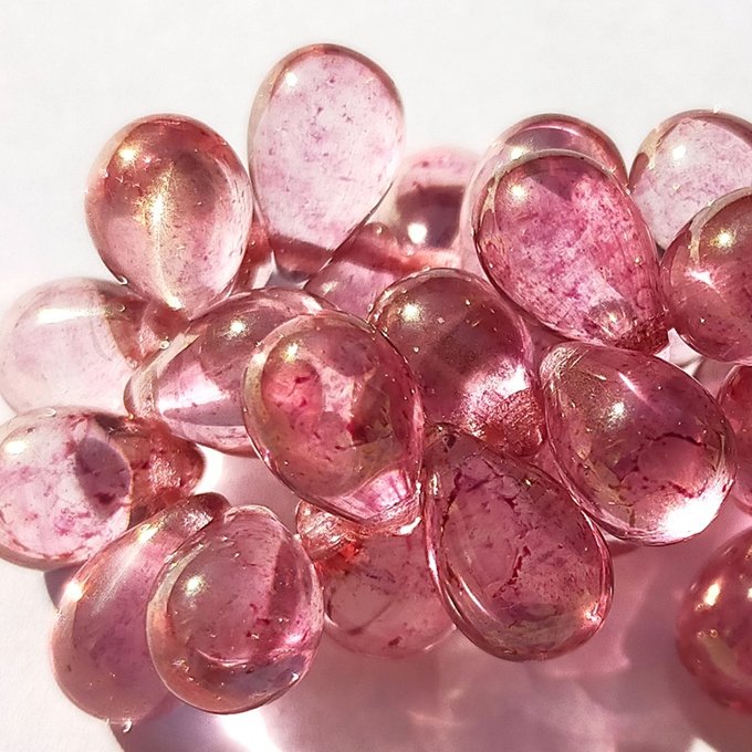 チェコビーズ ドロップ 6×9mm ピンクラスター|20個入 ハンドメイド素材 BULBULBEADS