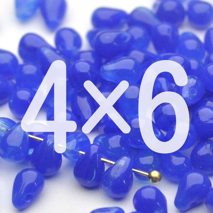 チェコビーズ ドロップ 4×6mm マリンブルー|60個入 ハンドメイド素材 BULBULBEADS