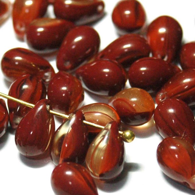 チェコビーズ ドロップ 6×9mm アップルスカッチ|20個入 ハンドメイド素材 BULBULBEADS