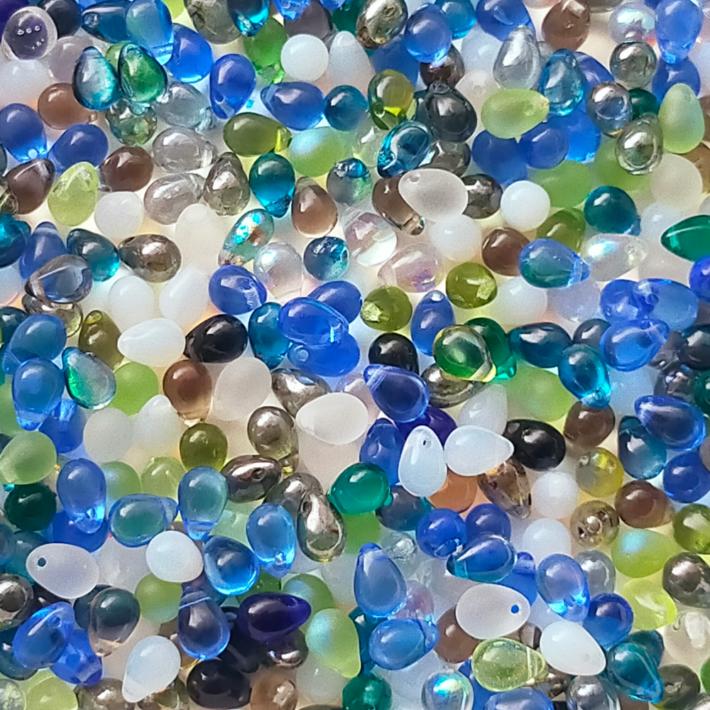 チェコビーズ ドロップ 5x7mm アソートMIX B|75個入 ハンドメイド素材 BULBULBEADS