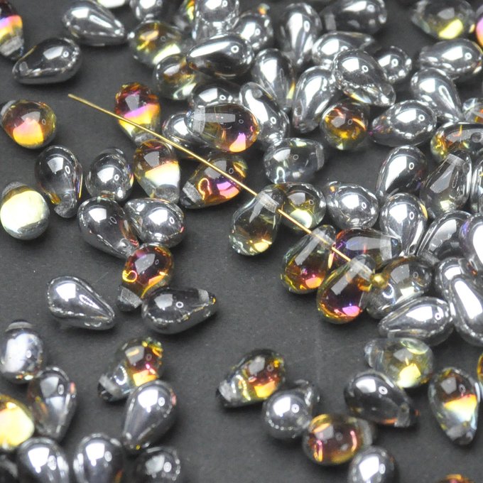 チェコビーズ ドロップ 6×9mm ボルケーノ・ラブラドール|20個入 ハンドメイド素材 BULBULBEADS