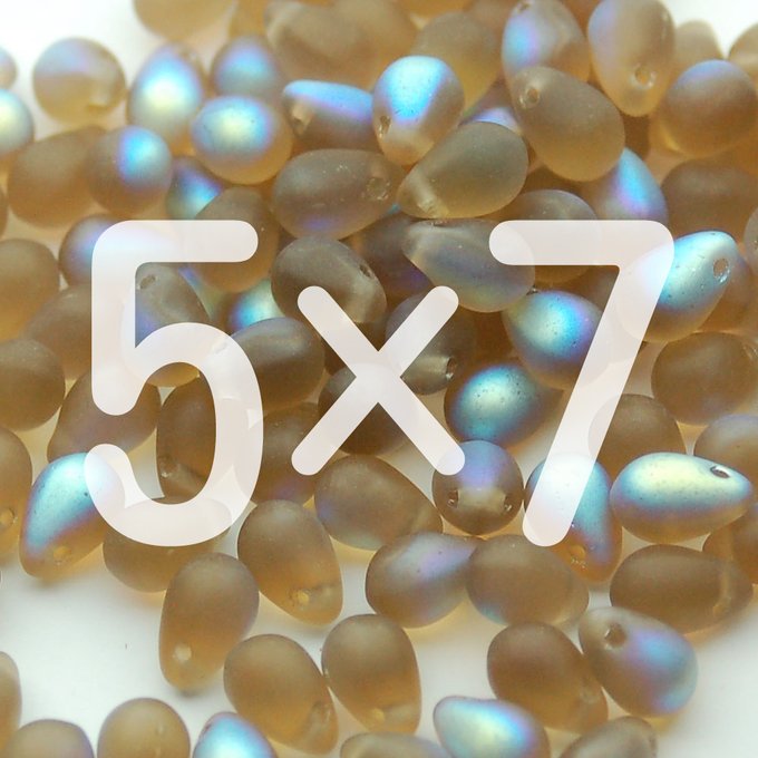 チェコビーズ ドロップ 5x7mm スモーキー トパーズ マット AB|30個入 ハンドメイド素材 BULBULBEADS