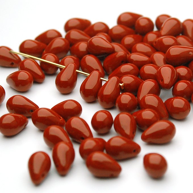 チェコビーズ ドロップ 6×9mm ブリックレッド|20個入 ハンドメイド素材 BULBULBEADS