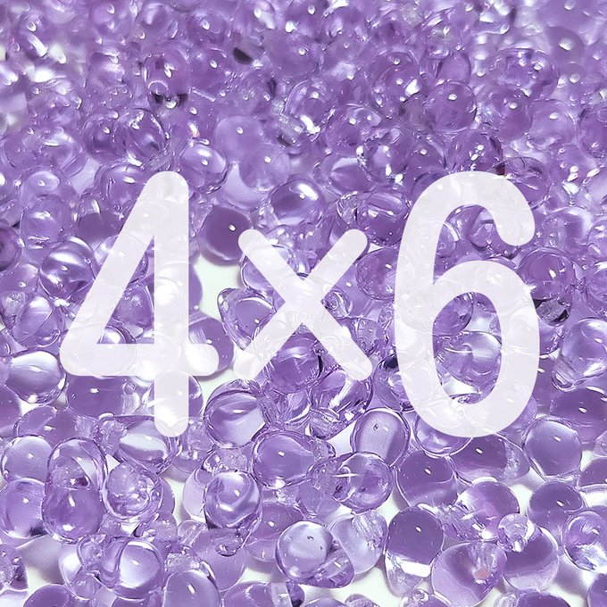 チェコビーズ ドロップ 4×6mm オーキッドパープル1・クリア|60個入 ハンドメイド素材 BULBULBEADS