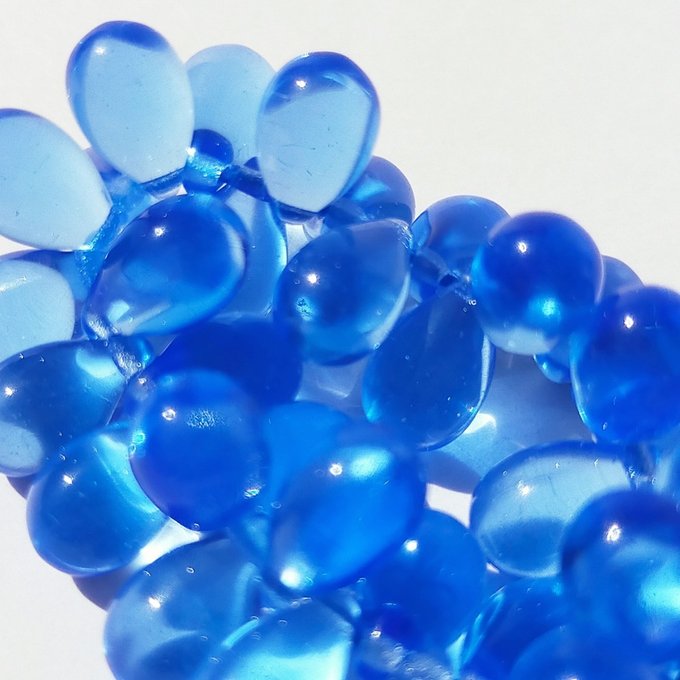 チェコビーズ ドロップ 6x9mm サファイアブルー4・クリア|20個入 ハンドメイド素材 BULBULBEADS