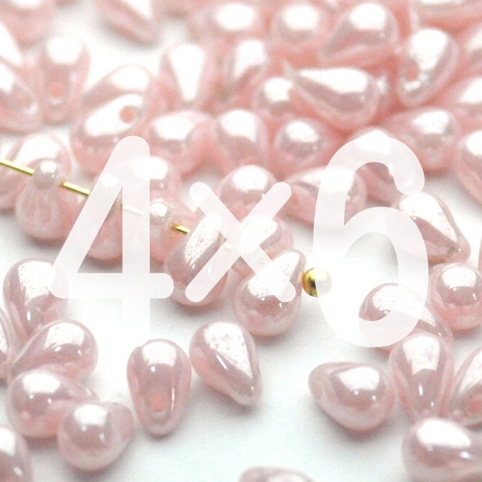 チェコビーズ ドロップ 4×6mm シャイニー ピンク オパール|20個入 ハンドメイド素材 BULBULBEADS