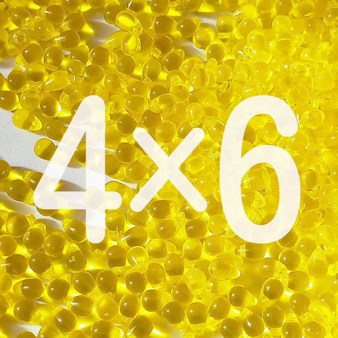 チェコビーズ ドロップ 4×6mm イエロー2|60個入 ハンドメイド素材 BULBULBEADS