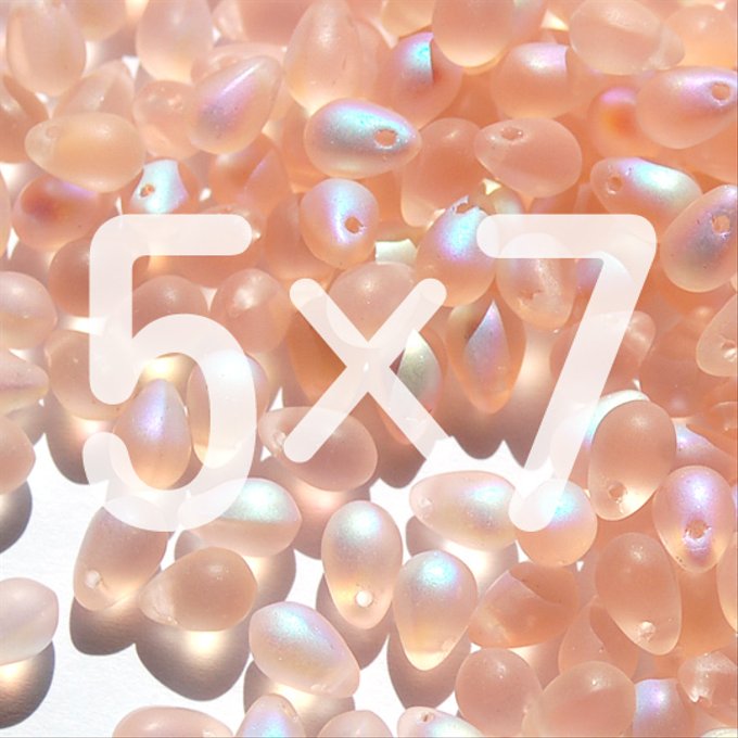 チェコビーズ ドロップ 5x7mm サクラ ピンク マット AB|40個入 ハンドメイド素材 BULBULBEADS