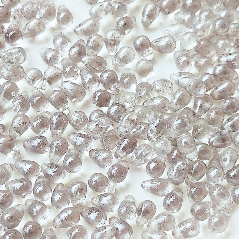 チェコ ビーズ ドロップ 4x6mm 30個 クリスタル クリア シルバー BULBULBEADS