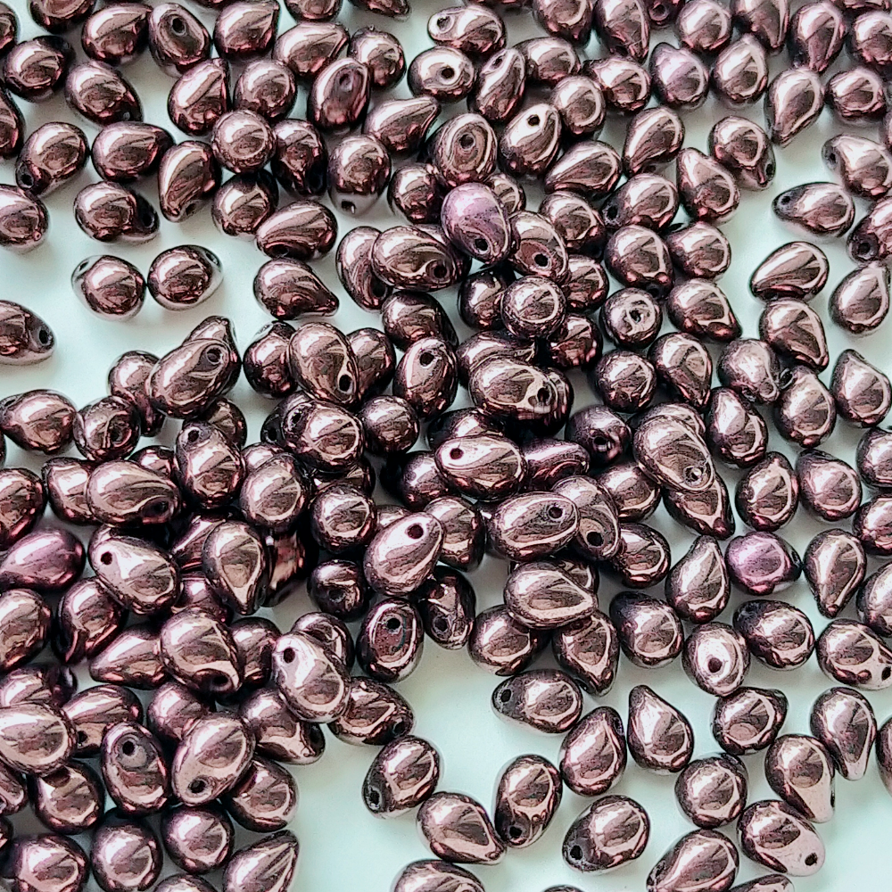 チェコ ビーズ ドロップ 5x7mm 20個 ココア ブラウン シャイニー ラスター BULBULBEADS