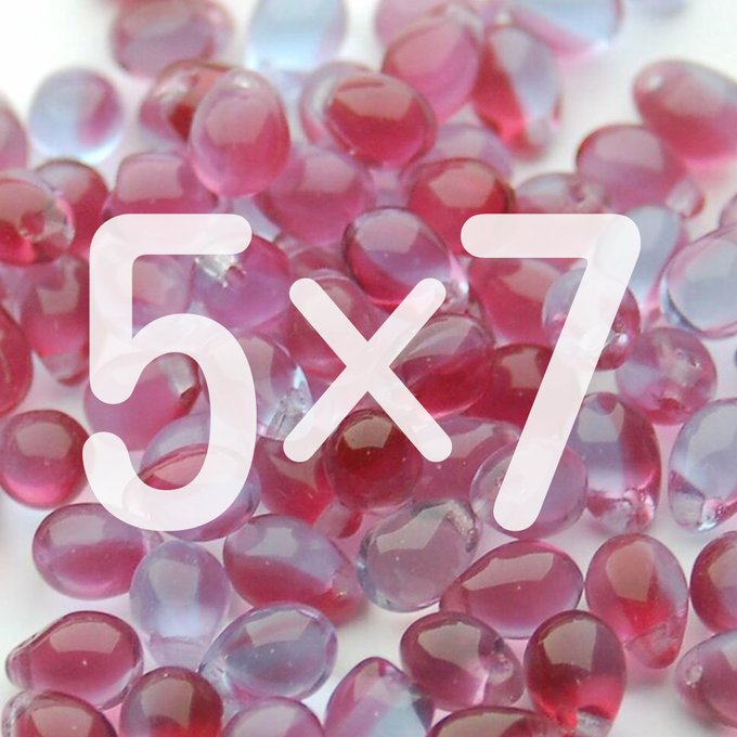 チェコビーズ ドロップ 5×7mm フューシャ コンビ|40個入 ハンドメイド素材 BULBULBEADS
