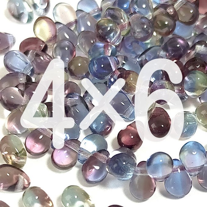 チェコビーズ ドロップ 4×6mm サファイア・ジョンキル・アメジスト|60個入 ハンドメイド素材 BULBULBEADS