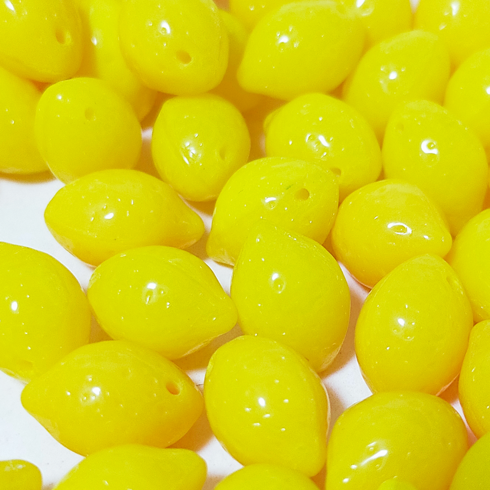 チェコビーズ レモン 10×14mm イエローオパール|2個入 ハンドメイド素材 BULBULBEADS
