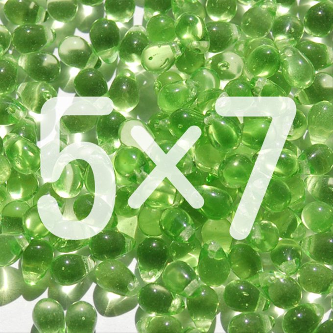 チェコビーズ ドロップ 5x7mm リーフ グリーン|20個入 ハンドメイド素材 BULBULBEADS