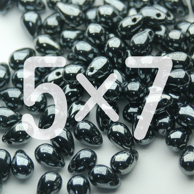チェコビーズ ドロップ 5×7mm シャイニー ジェット|30個入 ハンドメイド素材 BULBULBEADS