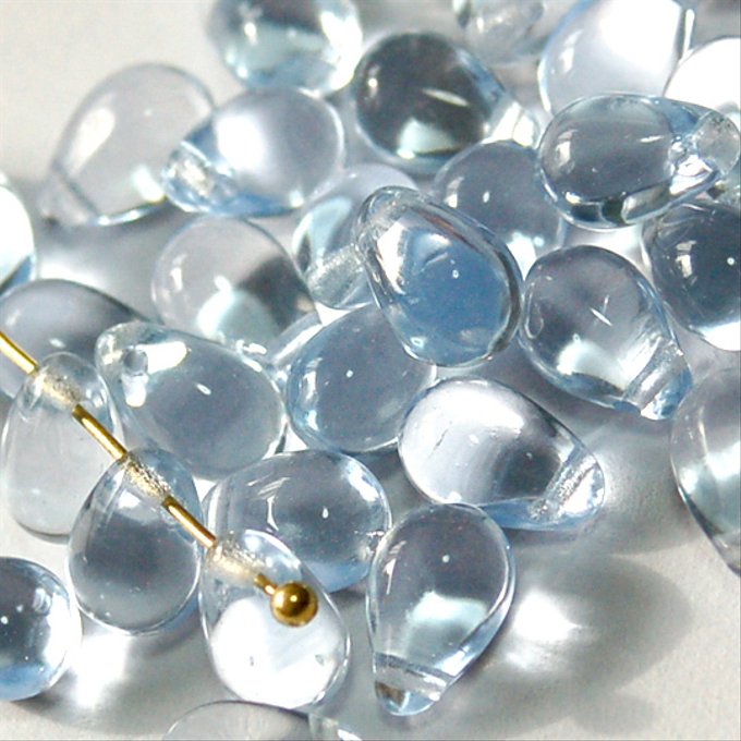 チェコビーズ ドロップ 6x9mm サファイアブルー0|20個入 ハンドメイド素材 BULBULBEADS