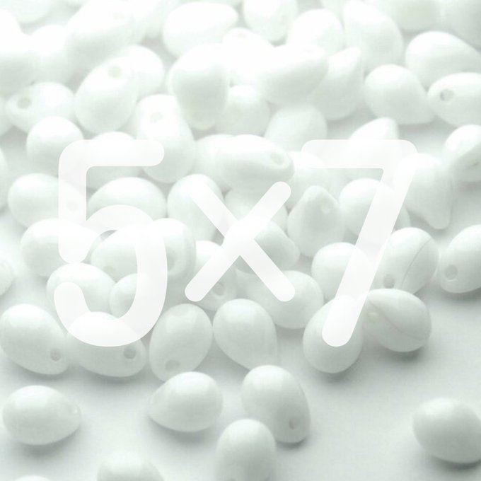 チェコビーズ ドロップ 5×7mm チョーク ホワイト|40個入 ハンドメイド素材 BULBULBEADS