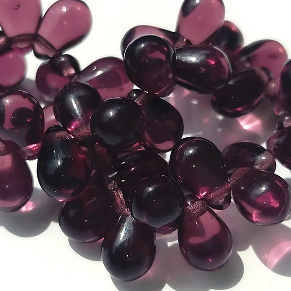 チェコビーズ ドロップ 6x9mm アメジストパープル6・クリア|10個入 ハンドメイド素材 BULBULBEADS