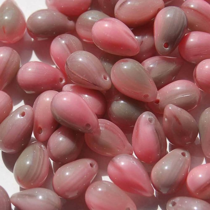 チェコビーズ ドロップ 6×9mm グレーピンク|20個入 ハンドメイド素材 BULBULBEADS