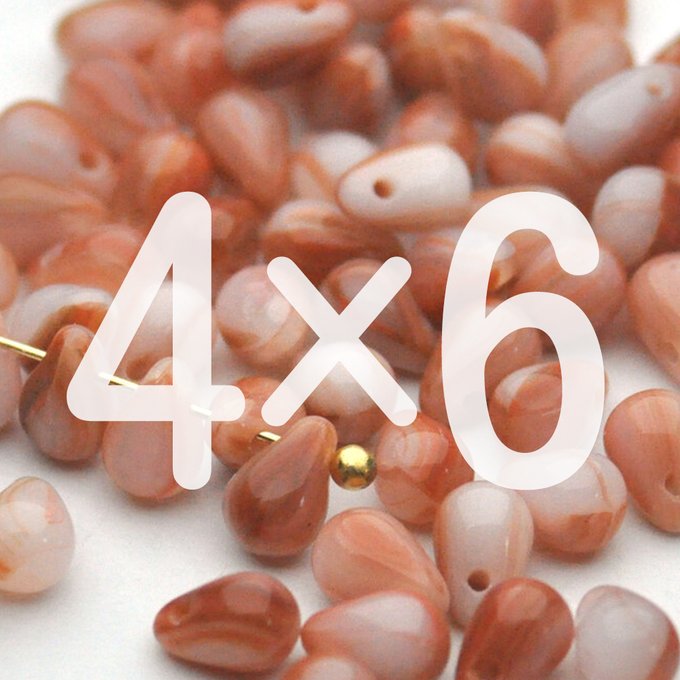 チェコビーズ ドロップ 4×6mm ホワイト テラコッタ|20個入 ハンドメイド素材 BULBULBEADS
