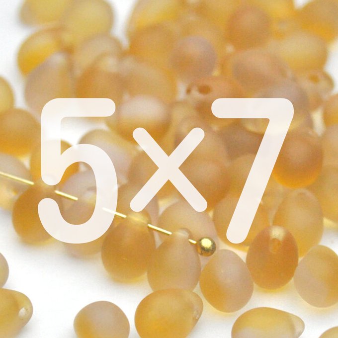 チェコビーズ ドロップ 5x7mm イエロー ピンク マット|40個入 ハンドメイド素材 BULBULBEADS