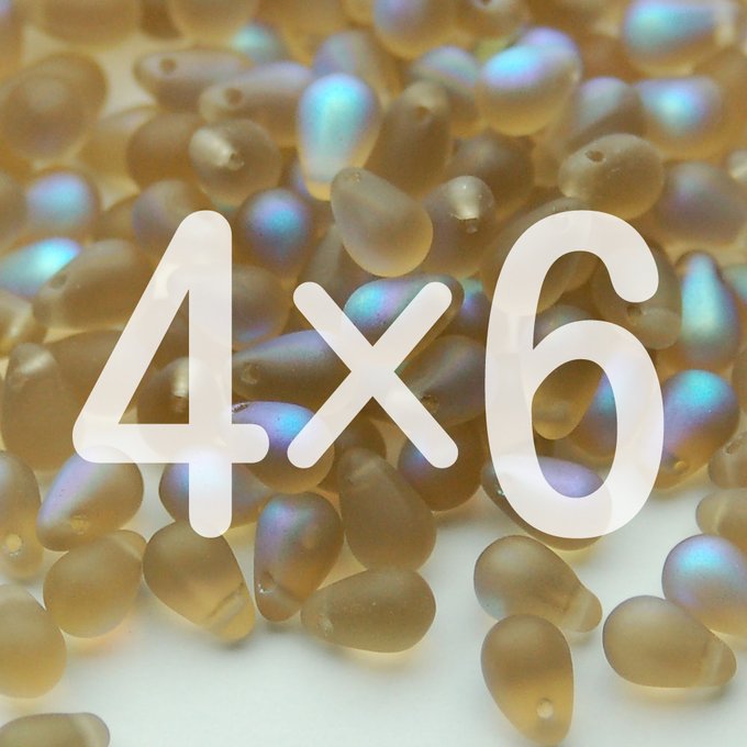 チェコビーズ ドロップ 4×6mm スモークトパーズ・マットAB|40個入 ハンドメイド素材 BULBULBEADS