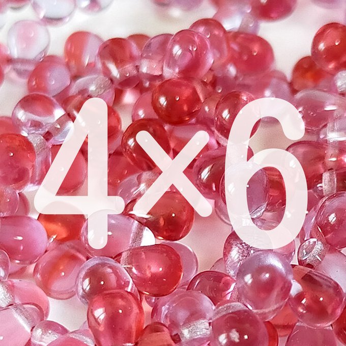 チェコビーズ ドロップ 4x6mm フューシャ アレキサンドライト コンビ|20個入 ハンドメイド素材 BULBULBEADS