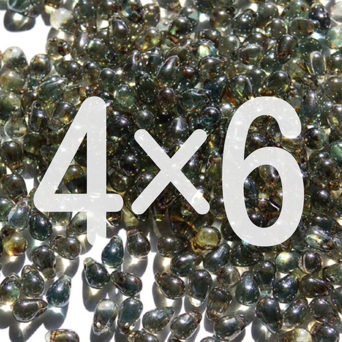 チェコビーズ ドロップ 4x6mm オリーブ・ラスター|30個入 ハンドメイド素材 BULBULBEADS