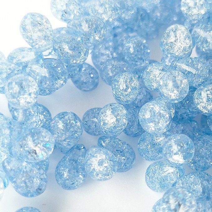 チェコビーズ ドロップ 6x9mm クラック・スカイブルー|20個入 ハンドメイド素材 BULBULBEADS