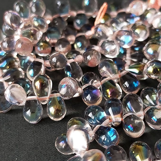 チェコビーズ ドロップ 6x9mm 銀灰・ラスター|20個入 ハンドメイド素材 BULBULBEADS