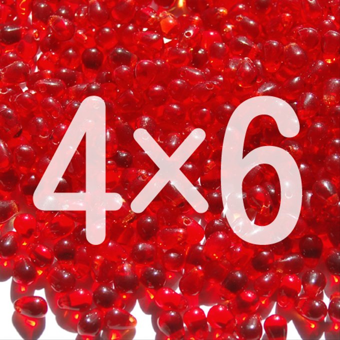 チェコビーズ ドロップ 4x6mm シャムレッド 8|30個入 ハンドメイド素材 BULBULBEADS