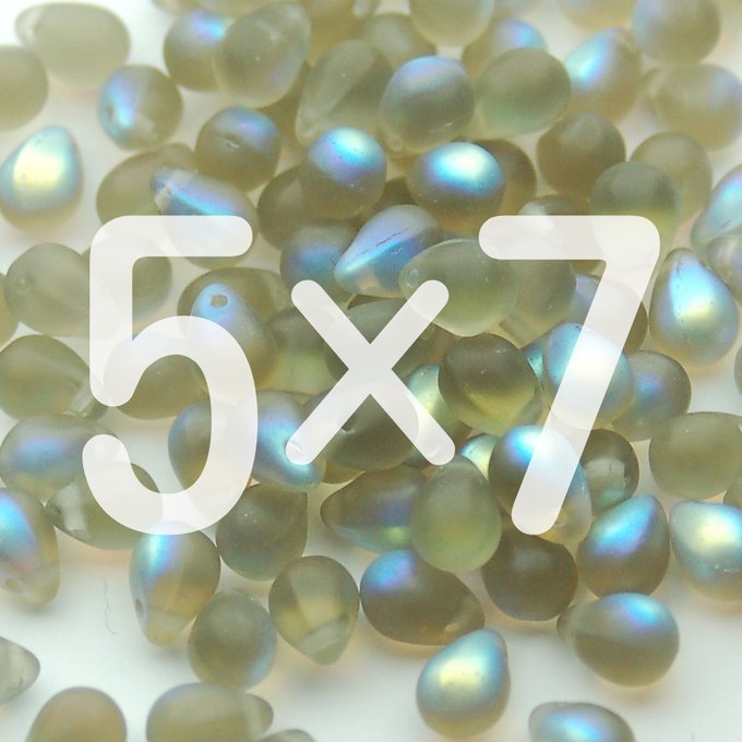 チェコビーズ ドロップ 5×7mm ブラック ダイヤモンド マット AB|30個入 ハンドメイド素材 BULBULBEADS