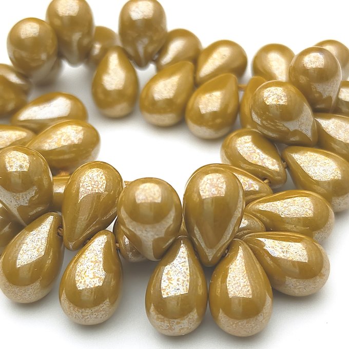 チェコビーズ ドロップ 6×9mm シャイニーマスタード|20個入 ハンドメイド素材 BULBULBEADS