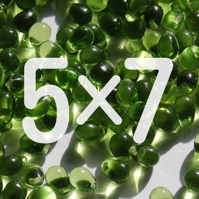 チェコビーズ ドロップ 5x7mm オリーブ グリーン クリア|5個入 ハンドメイド素材 BULBULBEADS