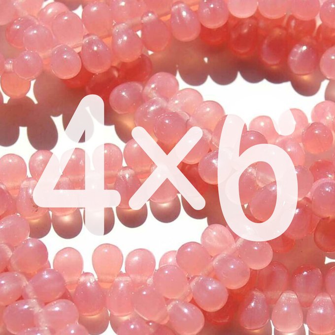 チェコビーズ ドロップ 4×6mm ピンク オパール|20個入 ハンドメイド素材 BULBULBEADS