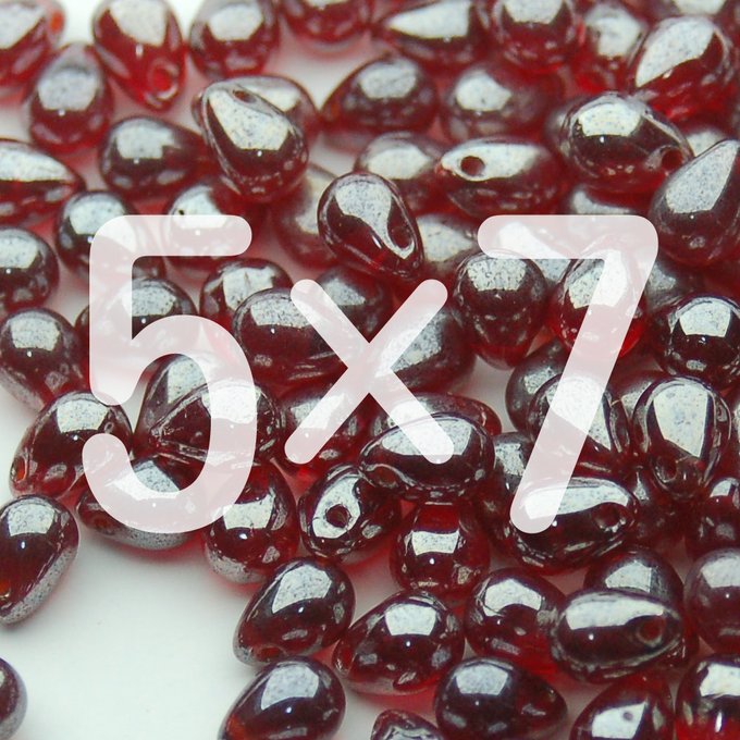 チェコビーズ ドロップ 5x7mm シャイニー ガーネット レッド|30個入 ハンドメイド素材 BULBULBEADS