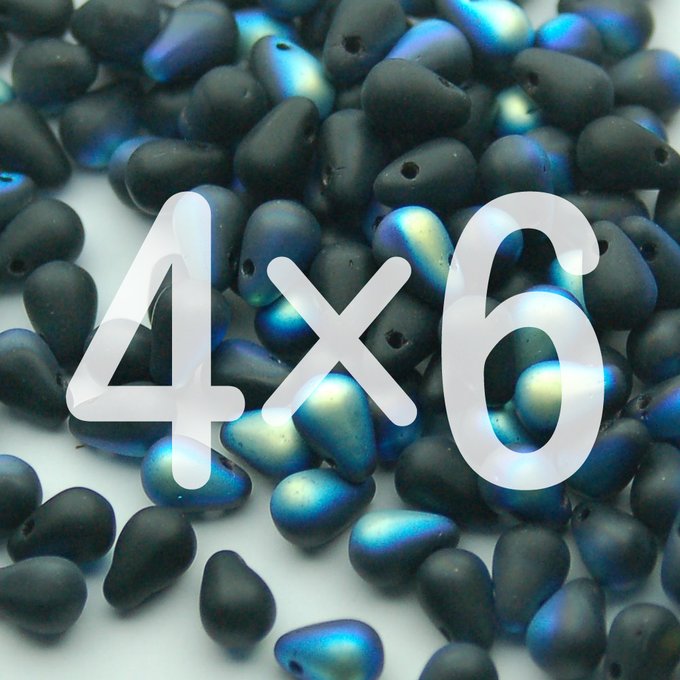 チェコビーズ ドロップ 4×6mm モンタナブルー・マットAB|40個入 ハンドメイド素材 BULBULBEADS