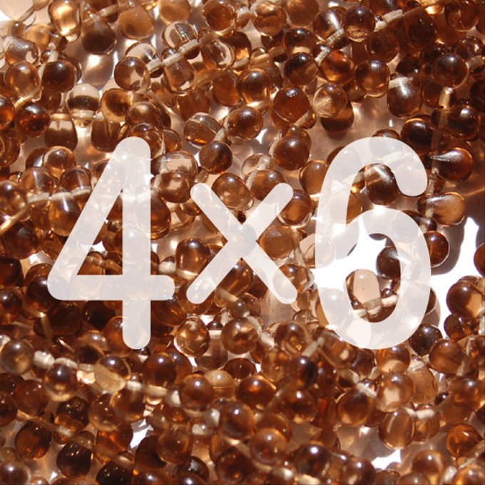 チェコビーズ ドロップ 4x6mm スモーキー トパーズ|30個入 ハンドメイド素材 BULBULBEADS