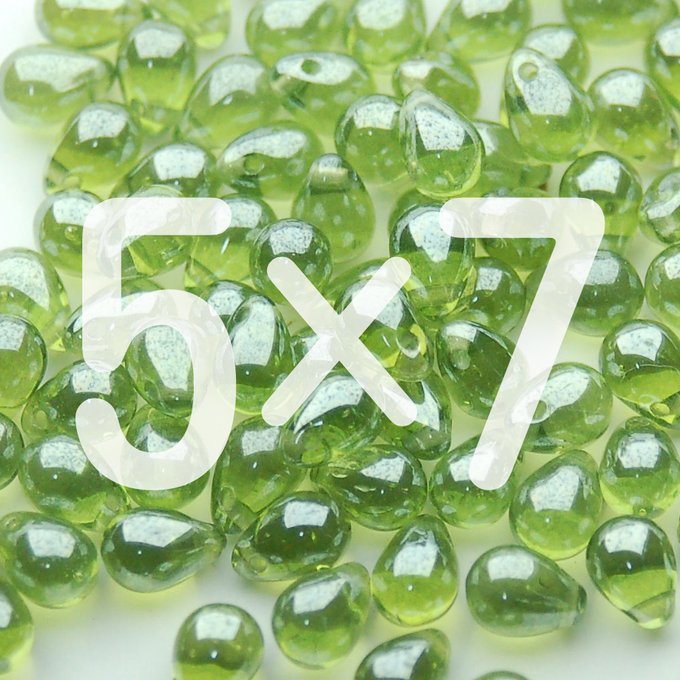 チェコビーズ ドロップ 5x7mm シャイニー オリーブ|30個入 ハンドメイド素材 BULBULBEADS