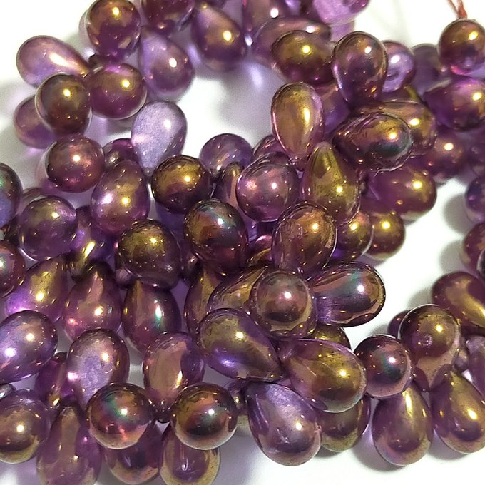 チェコビーズ ドロップ 6x9mm レッド・パープルラスター｜20個入 ハンドメイド素材 BULBULBEADS