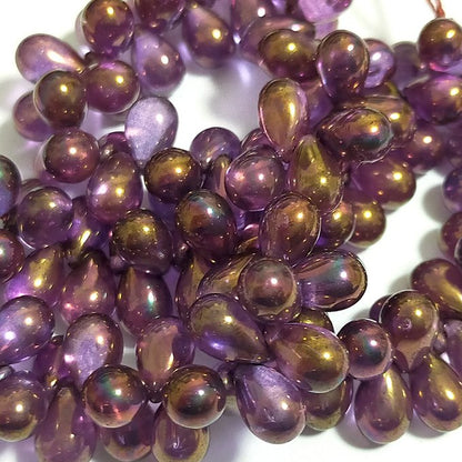 チェコビーズ ドロップ 6x9mm レッド・パープルラスター｜20個入 ハンドメイド素材 BULBULBEADS