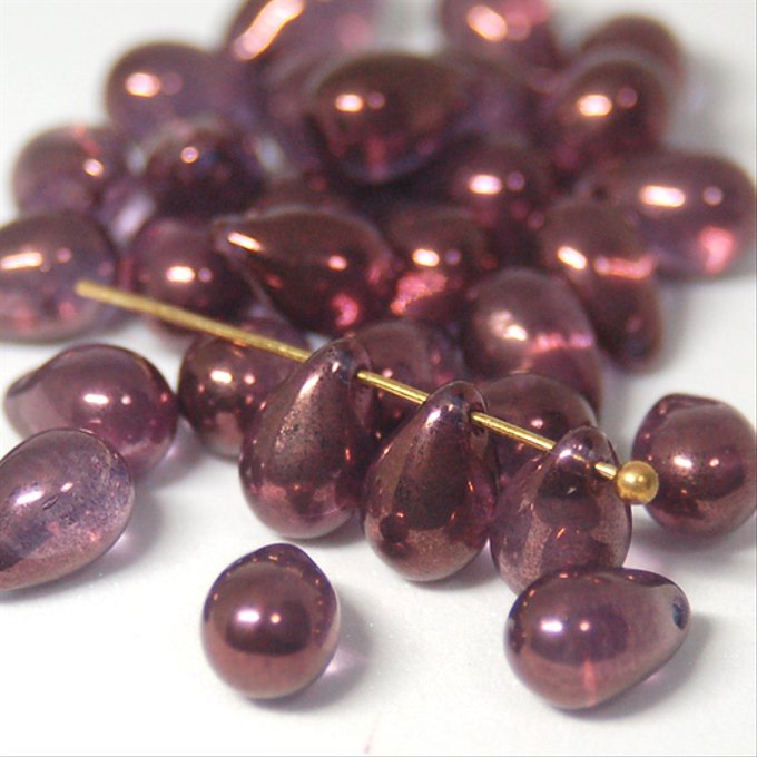チェコビーズ ドロップ 6x9mm ライトアメジスト・ラスター｜20個入 ハンドメイド素材 BULBULBEADS
