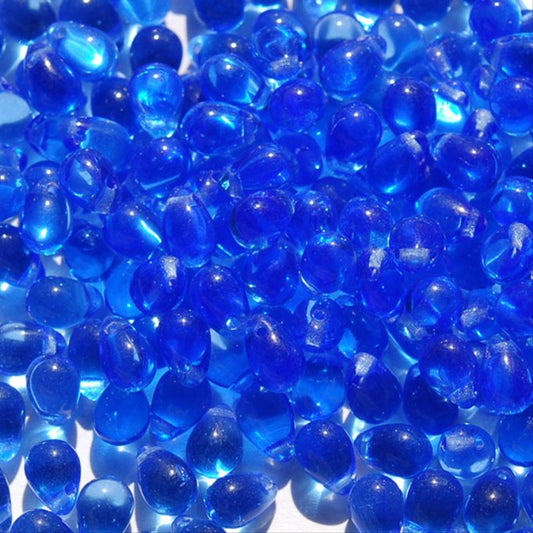 チェコビーズ ドロップ 5×7mm サファイア｜30個入 ハンドメイド素材 BULBULBEADS