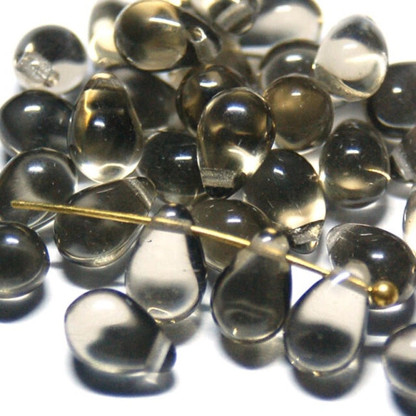 チェコガラスビーズ ドロップ 6×9mm ブラックダイヤモンド1・クリア